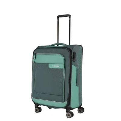 Image of Travelite Suitcase Set 4 Pieces Soft Shell Wheels, Eucalyptus (Green), Trolley M erw. (67 cm), Travel with Wheels