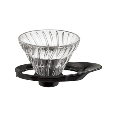 Image of Hario V60 Glass Coffee Dripper, Black, Size 1