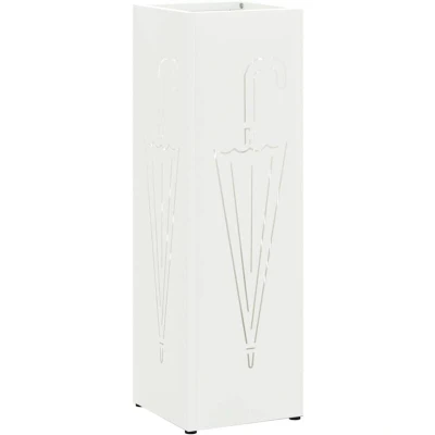 Image of vidaXL Umbrella Stand White Metal Compact Rectangular