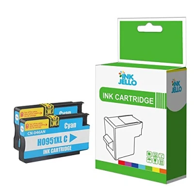 Image of InkJello Compatible Ink Cartridge Replacement for HP Officejet Pro 8100e 8600 e AIO Plus 8610 8630 8640 8660 8615 8620 8625 951XL(Cyan, 2 Pack)