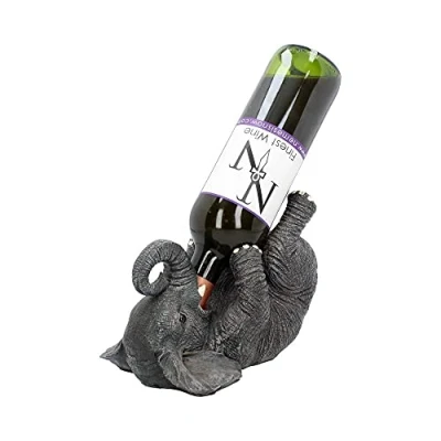Image of Nemesis Now EXA80004 Guzzlers Elephant Wine Bottle Holder 21cm Grey