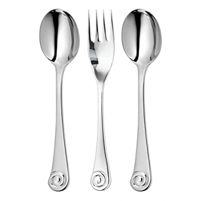 Image of Robert Welch Ammonite Bright 3 Piece Serving Set. Made from Stainless Steel. Dishwasher Safe.