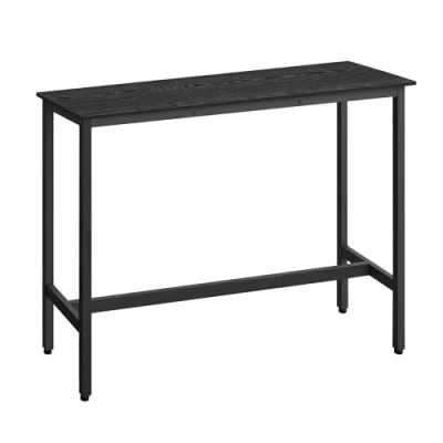 Image of VASAGLE Bar, Kitchen, Pub Dining High Table, Sturdy Steel Frame, 40 x 120 90 cm, Easy Assembly, Industrial Design, Ebony Black and Ink LBT120B56, Alloy Wood chipboard, 120x40x90cm