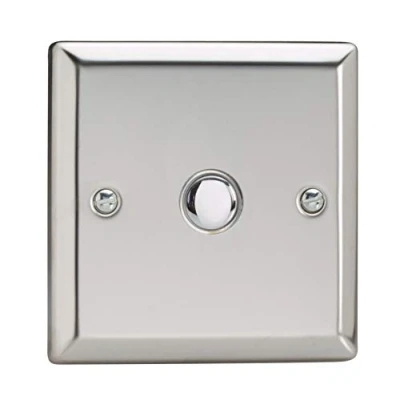 Image of Varilight 1 Gang 6A Way Push to Make Momentary Switch Mirror Chrome XCM1