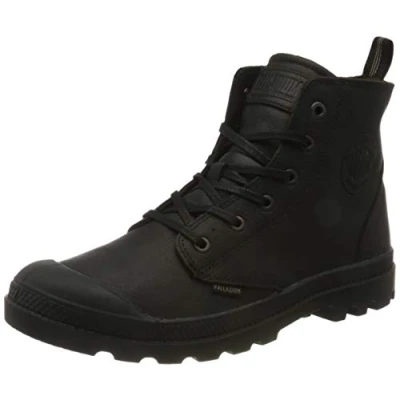 Image of Palladium Unisex Pampa Zip Leather Sneaker Boots, Black Black, 7 UK