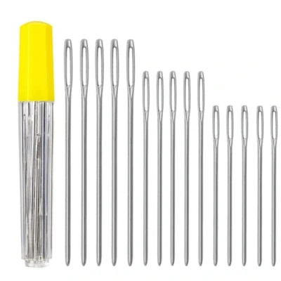 Image of 15 Pieces Large Eye Blunt Needles, 3 Sizes Sewing Hand Needle, Stitching Kintting Needles Set