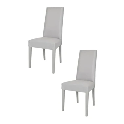 Image of t m c s Tommychairs Set of 2 chairs CHIARA suitable for kitchen and dining room, structure in beechwood painted pearl grey color an upholstered seat covered colored fabric