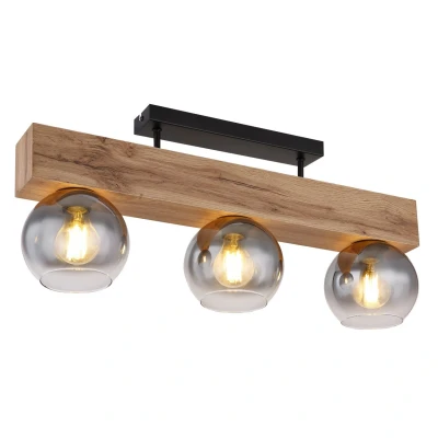 Image of Moitas Ceiling Spotlight Bar Matt Black Smoke Glass Shade 3x E27