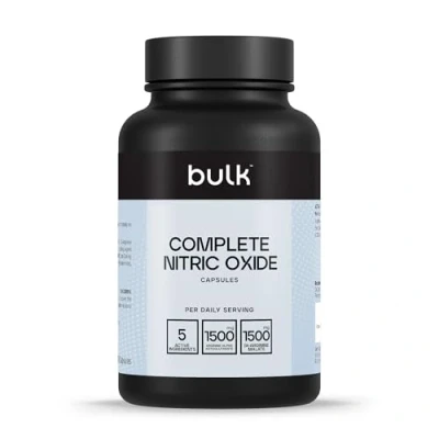 Image of Bulk Complete Nitric Oxide Capsules, Pre Workout, Pack of 180, 30 Servings, Packaging May Vary