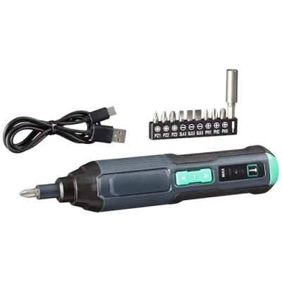 Image of Amazon Basics by SKIL Rechargeable 3.6 Volt (4 V Max) Cordless Stick Screwdriver with 10 Piece Bit Set and USB Cable (Previously Denali brand)