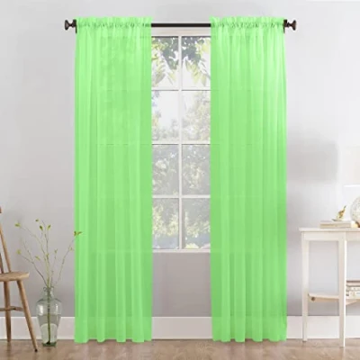 Image of Megachest a pair of slot top voile curtains (Lime, 56&quot; wideX90 drop 2 Panels)