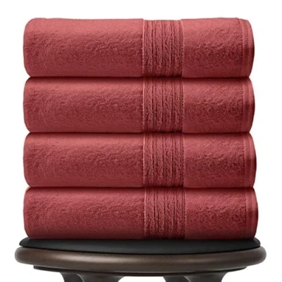 Image of GC GAVENO CAVAILIA 450 GSM Bath Towels Set of 4, 70X120 Cm Large, Lightweight Quick Dry Egyptian Cotton Towel, Hotel Quality Bathroom Towels, Red