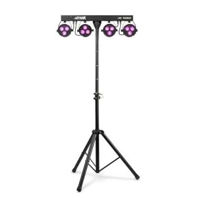 Image of Max PartyBar4 LED PAR Bar Lighting System with Stand 4X RGBW Can Lights for DJ, Stage, Disco, and Parties Compact, Portable Bars Stunning Effects &amp; Professional DJ