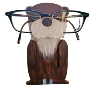 Image of MKLHAVB Animal spectacle frame 3D Glasses Rack Cute Cartoon Carvings Sunglass Display Shelf Eyeglasses stand Jewelry Wooden Holder Showcase ( Color : Otter )