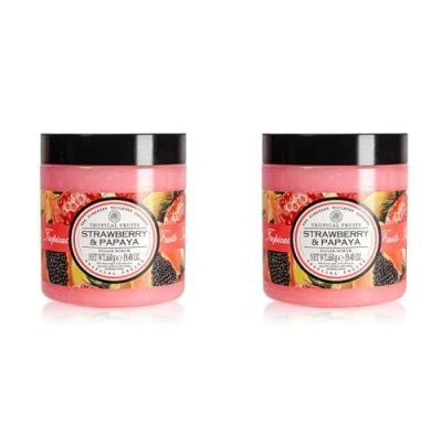 Image of Tropical Fruits Gentle Exfoliating Strawberry &amp; Papaya Sugar Scrub 2 x 550g