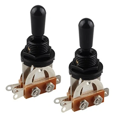 Image of Futheda 2pcs Guitar 3 Way Toggle Switch Pickup Selector Short Straight Electric Parts with Black Tip Knob