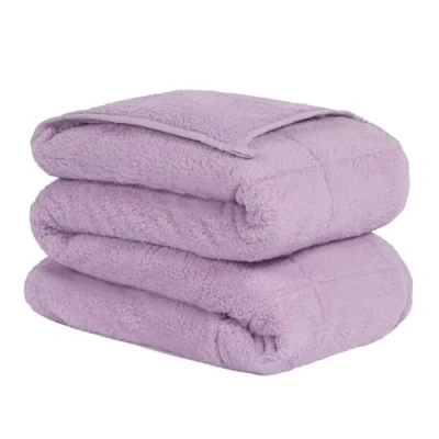 Image of OHS 3kg Heavy Weighted Blanket, Teddy Fleece Reversible Super Soft Blanket Calming Stress Gift for Women Sleep Therapy Anxiety Relief, Purple 150 x 100cm