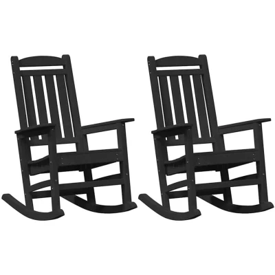 Image of vidaXL Garden Rocking Chairs 2 pcs Black 70x92x107.5 cm HDPE