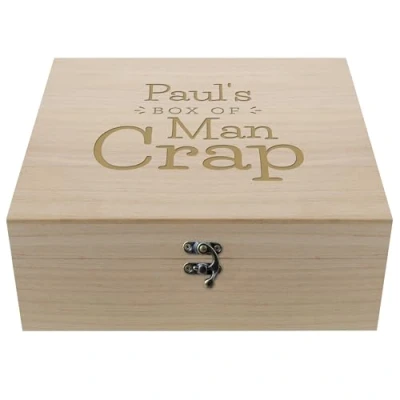 Image of CalEli Gifts Personalised Box of Man Crap Wooden Keepsake