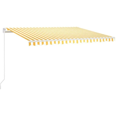 Image of vidaXL Manual Retractable Awning with LED 400x300 cm Yellow and White