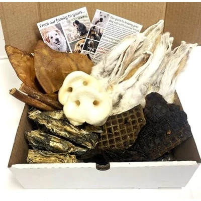 Image of 100% Natural dog Treat Box: The POSH POOCH BOX (750g of premium treats including pigs ears, pizzles, rabbit ears and beef liver) LSP