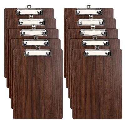 Image of DONGLI 10 Pack Clipboard A4,Wooden with Low Profile Clip and Hanging Hole,Clip Board Hardboard for Office, Business,Restaurant