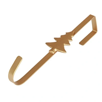Image of Christmas Metal Wreath Hanger Gold Tree Design Holder Hook 29cm