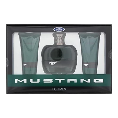 Image of Ford Mustang Green 3 Piece Gift Set: Eau De Toilette 100ml Shower Gel Aftershave Balm