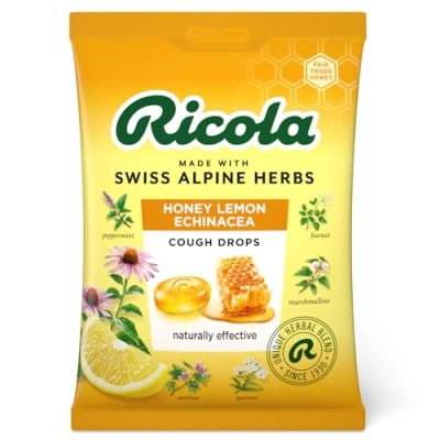 Image of Ricola Honey Lemon and Echinacea Cough Drops Bag, Pack of 6, Naturally Effective Throat Lozenges, Sweets, 75 g