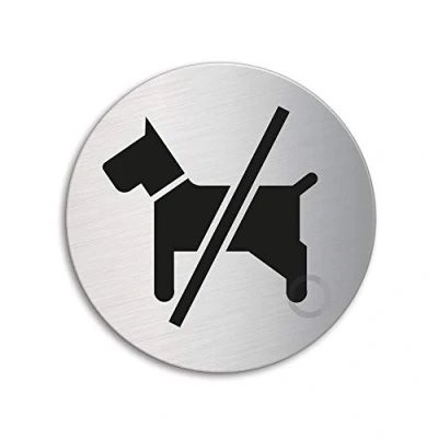 Image of Door Sign No Dogs dia.75 mm Material Stainless Steel finely matt brushed self adhesive 39065