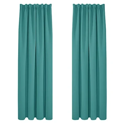 Image of Deconovo Home Decoration Thermal Insulated Blackout Curtains Pencil Pleat for Kids Turquoise W55 x L87 Inch 2 Panels