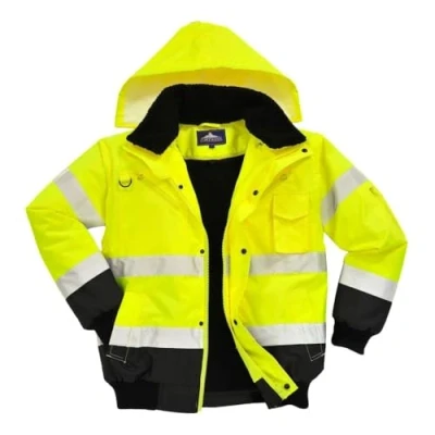 Image of Portwest C465 Hi Vis 3 in 1 Contrast Bomber Jacket Yellow/Black, 3X Large