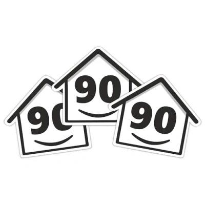 Image of 3 x Bin Numbers for Wheelie Bins, House Design 0 99 Stickers, 16 cm Stickers Self Adhesive Numbers, Weatherproof Vinyl Number (90)