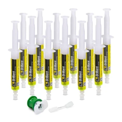 Image of ERRECOM Brilliant 12 x 7.5 ml, Fluorescent UV Dye for Detecting Refrigerant Gas Leaks in Vehicle A/C Systems, includes R1234yf adapter