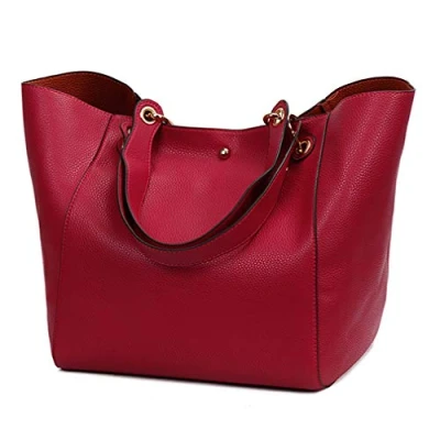 Image of Pahajim Handbags for Women Large Tote Bag PU Leather Waterproof Shoulder Womens Top Handle Work Shopping Bag(Red)