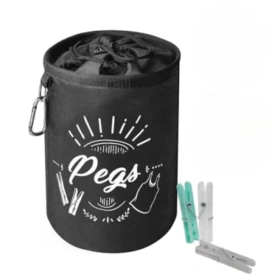 Image of Peg Bag for Washing line Waterproof and Weatherproof Securing up to 300 Clothes Pegs Hanging Clothesline Bags Black