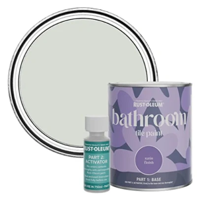 Image of Rust Oleum Grey Water Resistant Bathroom Tile Paint in Satin Finish Winter 750ml