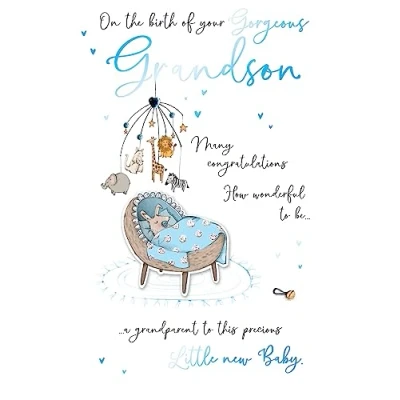 Image of New Baby Grandson Embellished Boy Greeting Card Words to Cherish Cards WCH012