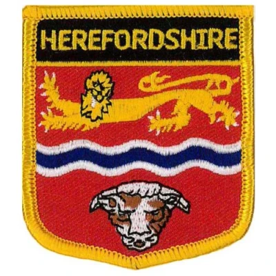 Image of Klicnow Herefordshire County (Shield) Embroidered Patch 6cm X 7cm (2 1/2&quot; 2 3/4&quot;)