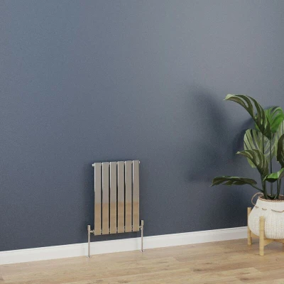 Image of WarmeHaus Horizontal 600x408mm Flat Panel Column Designer Radiator Chrome Single Radiators Central Heating for Bathroom Bedroom Kitchen Hallway Living Room