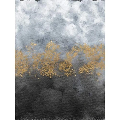 Image of Wee Blue Coo Abstract Grey Gold Watercolour Large Wall Art Print Canvas Premium Poster