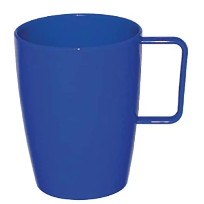 Image of Olympia Kristallon Polycarbonate Plastic Handled Beakers Set 284 ml (Pack of 12), Blue, Unbreakable &amp; Shatterproof, Picnic Cups, Cold Hot Drinks up to 100C, Dishwasher Safe, CE288
