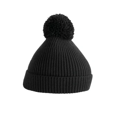 Image of Beechfield Engineered Crown Knit Ribbed Pom Beanie (Black)