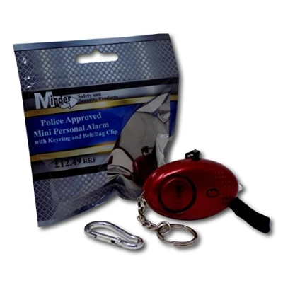 Image of Minder® 140db Police Approved Mini Minder Loud Personal Staff Panic Rape Attack Safety Security Alarm Keyring w/Torch Secured by Design (Police Preferred Specification) (Red)