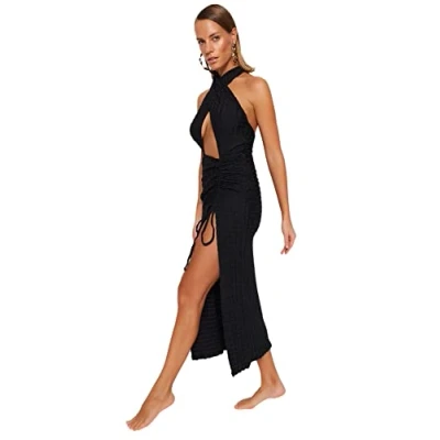 Image of Trendyol Women&#039;s Bodycon Fitted Knit Dress, Black, XL