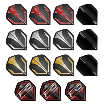 Image of RED DRAGON Hardcore Assorted Selection Pack Extra Thick Standard Dart Flights 5 sets Per (15 in total)