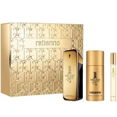 Image of Paco Rabanne 1 Million Eau de Toilette 100ml Gift Set 2024 (Contains EDT, 150ml Deodorant Spray and 10ml Travel Spray)