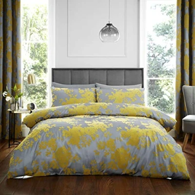 Image of Catherine Lansfield Velvet Rose Double Duvet Set Ochre