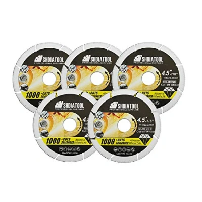 Image of SHDIATOOL Diamond Metal Cutting Disc 5PK 4.5 Inches / 115mm for Steel Tube Iron Rebar Angle Vacuum Brazed Cut Off Wheel Blade