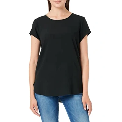 Image of Vero Moda Women&#039;s Boca Short Sleeve T Shirt, Black, Size 8 (Manufacturer Size:Small)